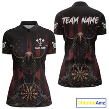 Load image into Gallery viewer, Red Gothic Eagle Skull Dartboard Custom Women Darts Quarter-Zip Shirt Grunge US Flag Dart Jerseys NYN1943