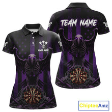 Load image into Gallery viewer, Purple Gothic Eagle Skull Dartboard Custom Women Darts Quarter-Zip Shirt Grunge US Flag Dart Jerseys NYN1945