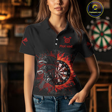 Load image into Gallery viewer, Red Wolfs Flames Dartboard Custom Funny Darts Polo Shirt For Women Grunge Dart Jerseys NYN1953