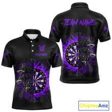 Load image into Gallery viewer, Purple Wolfs Flames Dartboard Custom Darts Polo Shirt For Men Grunge Dart Jerseys NYN1954