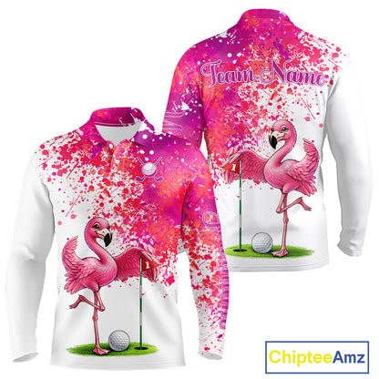 Funny Mens Golf Polo Shirt Custom Winner Flamingo Pink Splatter Golf Clothing Shirts, Golf Gifts NYN2875