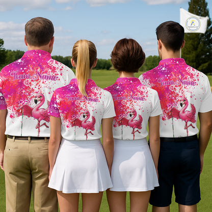 Funny Mens Golf Polo Shirt Custom Winner Flamingo Pink Splatter Golf Clothing Shirts, Golf Gifts NYN2875