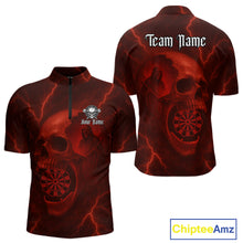 Load image into Gallery viewer, Custom Lightning Red Grim Reaper Dartboard Men Dart 1/4-Zip Shirt Skull Dart Team Jersey NYN1444