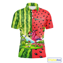 Load image into Gallery viewer, Funny Watermelon Polo Shirt Mens Golf Polo Shirts Custom Tropical Pattern Flamingo Golf Shirts NYN2878