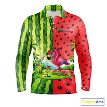Load image into Gallery viewer, Funny Watermelon Polo Shirt Mens Golf Polo Shirts Custom Tropical Pattern Flamingo Golf Shirts NYN2878