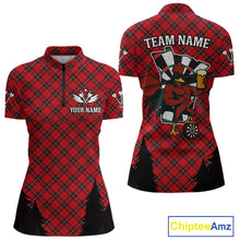 Load image into Gallery viewer, Custom Black And Red Rooster Funny Dart 1/4-Zip Shirt For Women Outfits Dart Team Jersey NYN1461