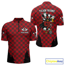 Load image into Gallery viewer, Custom Black And Red Rooster Funny Dart 1/4-Zip Shirt For Men Outfits Dart Team Jersey NYN1461