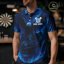 Load image into Gallery viewer, Custom Lightning Blue Tiger Eagle Horror Dart Polo Shirt For Men Dart Tournament Jersey NYN1479