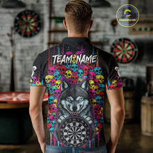 Load image into Gallery viewer, Multi-Color Skull Funny Wolf Dartboard Custom Darts Polo Shirt For Men Dart Team Gifts NYN2000