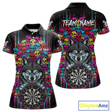 Load image into Gallery viewer, Multi-Color Skull Funny Wolf Dartboard Custom Darts Polo Shirt For Women Dart Team Gifts NYN2000
