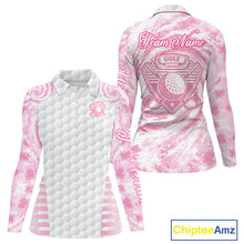 Load image into Gallery viewer, Womens Golf Polo Shirts Pink Tie Dye Pattern Custom White Golf Ball Golf Top Shirt For Ladies NYN2908