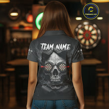 Load image into Gallery viewer, Black Smokes Skull Torn Grunge Dartboard Custom Women Polo Darts Shirt Dart Jersey NYN2012