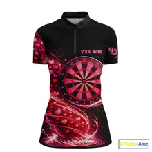 Load image into Gallery viewer, Funny Pink Hearts Tornado Dartboard Women Darts Valentine Shirt Custom Dart 1/4-Zip Couple Gifts NYN2536