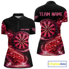 Load image into Gallery viewer, Funny Pink Hearts Tornado Dartboard Women Darts Valentine Shirt Custom Dart 1/4-Zip Couple Gifts NYN2536
