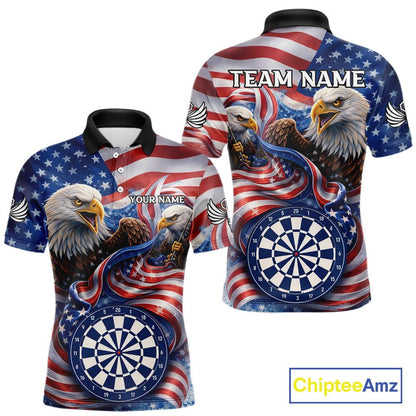 American Flag Eagle Freedom Dartboard Dart Polo Shirt Custom Patriotic Men Dart Team Jerseys NYN2541