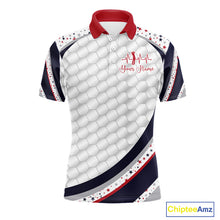 Load image into Gallery viewer, Red, White And Blue Star US Flag Golf Polos Shirts For Men Custom Patriotic Mens Golf Attire NYN2914