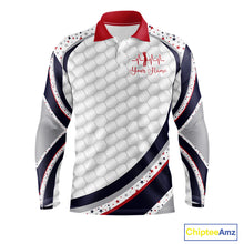 Load image into Gallery viewer, Red, White And Blue Star US Flag Golf Polos Shirts For Men Custom Patriotic Mens Golf Attire NYN2914