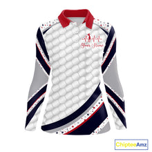 Load image into Gallery viewer, Red, White And Blue Star US Flag Golf Polos Shirts For Women Custom Patriotic Mens Golf Attire NYN2914