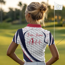 Load image into Gallery viewer, Red, White And Blue Star US Flag Golf Polos Shirts For Women Custom Patriotic Mens Golf Attire NYN2914
