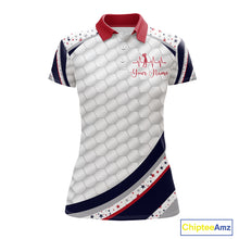 Load image into Gallery viewer, Red, White And Blue Star US Flag Golf Polos Shirts For Women Custom Patriotic Mens Golf Attire NYN2914