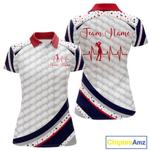 Load image into Gallery viewer, Red, White And Blue Star US Flag Golf Polos Shirts For Women Custom Patriotic Mens Golf Attire NYN2914
