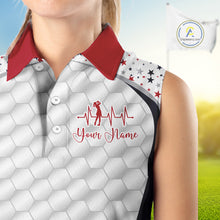 Load image into Gallery viewer, Red, White And Blue Star US Flag Sleeveless Golf Polos Shirts For Women Custom Patriotic Golf Attire NYN2914