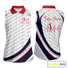 Load image into Gallery viewer, Red, White And Blue Star US Flag Sleeveless Golf Polos Shirts For Women Custom Patriotic Golf Attire NYN2914