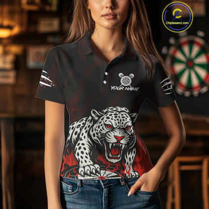 Custom Black And Red Panther Horror Dartboard Dart Polo Shirt For Women Dart Team Jersey NYN1499