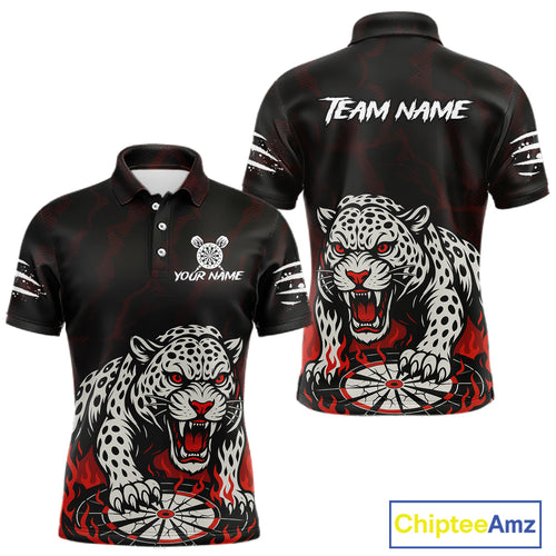 Custom Black And Red Panther Horror Dartboard Dart Polo Shirt For Men Dart Team Jersey NYN1499