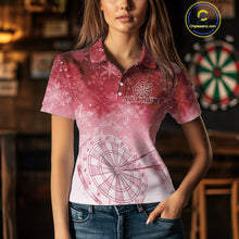 Load image into Gallery viewer, White &amp; Red Snowflakes Ice Dartboard Custom Polo Dart Shirt For Women Xmas Dart Jerseys NYN2025