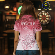 Load image into Gallery viewer, White &amp; Red Snowflakes Ice Dartboard Custom Polo Dart Shirt For Women Xmas Dart Jerseys NYN2025