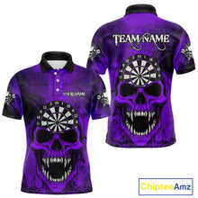 Load image into Gallery viewer, Purple Grunge Horror Dartboard Skull Custom Men Polo Dart Jerseys Grunge Dart Gifts NYN2032