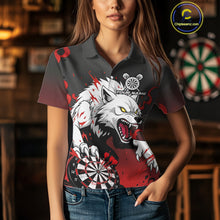 Load image into Gallery viewer, Custom Black &amp; Red Horror Wolf 3D Dartboard Dart vPolo Jerseys Dart Team Shirts NYN1754