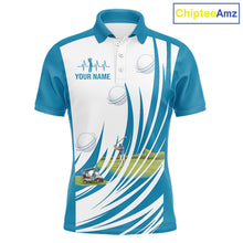 Load image into Gallery viewer, Mens White And Blue Golf Shirts Golf Clothing Custom White Polo Golf Shirts, Gifts For The Golfer NYN2933