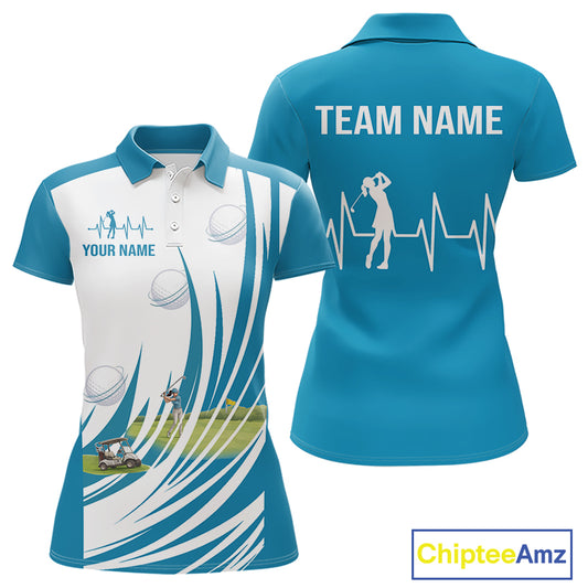 Women White And Blue Golf Shirts Golf Clothing Custom White Polo Golf Shirts, Gifts For The Golfer NYN2933