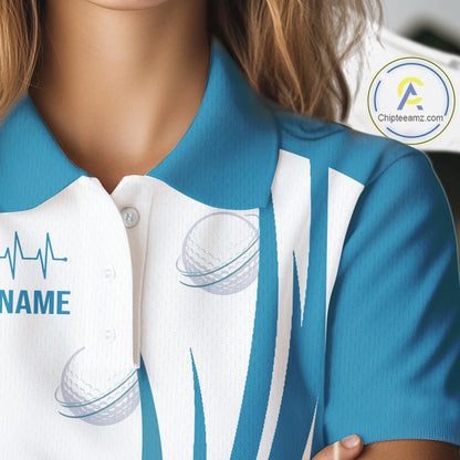 Women White And Blue Golf Shirts Golf Clothing Custom White Polo Golf Shirts, Gifts For The Golfer NYN2933