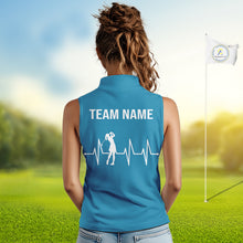Load image into Gallery viewer, Women White And Blue Golf Shirts Sleeveless Golf Clothing Custom White Polo Golf Shirts, Gifts For The Golfer NYN2933