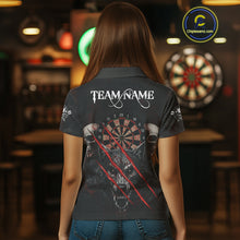 Load image into Gallery viewer, Red Blood Scratch Wolf Women Darts Polo Shirt Custom Name &amp; Team Skull Dart League Shirt NYN2054