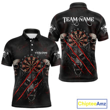 Load image into Gallery viewer, Red Blood Scratch Wolf Men Darts Polo Shirt Custom Name &amp; Team Skull Dart League Shirt NYN2054