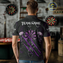Load image into Gallery viewer, Purple Blood Scratch Wolf Men Darts Polo Shirt Custom Name &amp; Team Skull Dart League Shirt NYN2055