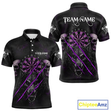 Load image into Gallery viewer, Purple Blood Scratch Wolf Men Darts Polo Shirt Custom Name &amp; Team Skull Dart League Shirt NYN2055