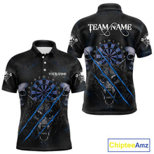 Load image into Gallery viewer, Blue Blood Scratch Wolf Men Darts Polo Shirt Custom Name &amp; Team Skull Dart League Shirt NYN2056