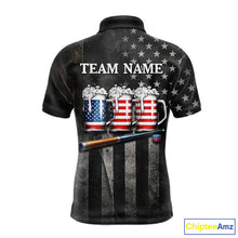 Load image into Gallery viewer, Grunge US Flag Beer Pool 8 Ball &amp; 9 Ball Men Billiard Shirt Custom Patriotic Billiard Team Attire NYN2560