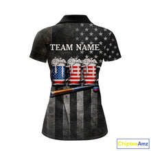 Load image into Gallery viewer, Grunge US Flag Beer Pool 8 Ball &amp; 9 Ball Women's Billiard Shirt Custom Patriotic Billiard Team Attire NYN2560