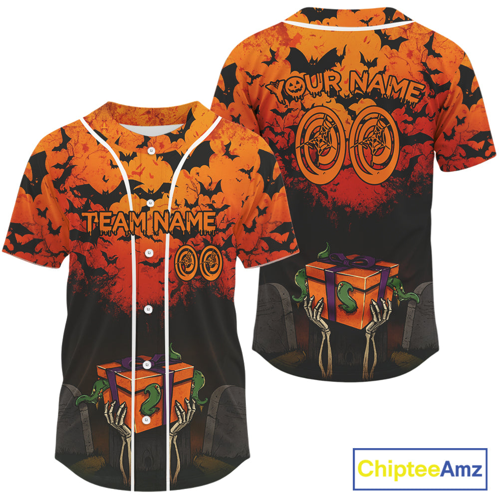 Custom Creepy Halloween Baseball Ball Shirt For Men Skull Baseball Team Jerseys NYN1513