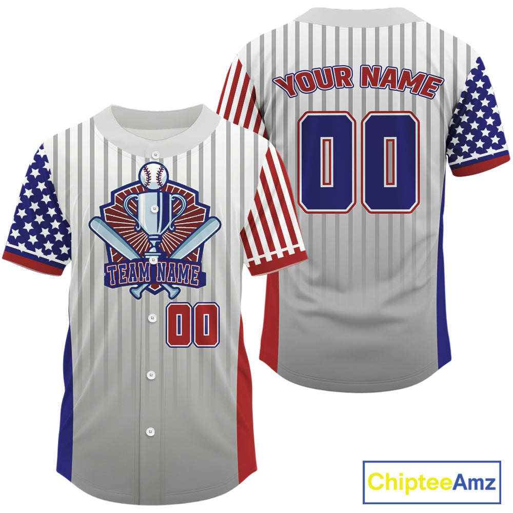 Custom USA Flag Patriotic Baseball Shirt For Men Outfits Blue Red Baseball Jerseys NYN1516