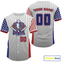 Load image into Gallery viewer, Custom USA Flag Patriotic Baseball Shirt For Men Outfits Blue Red Baseball Jerseys NYN1516