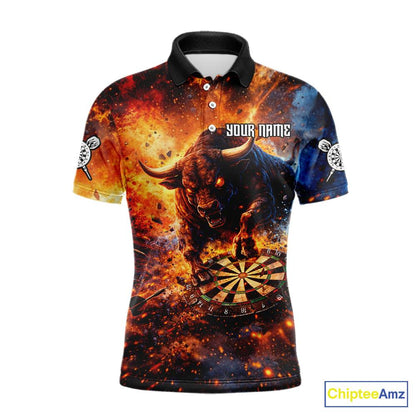 Colorful Splatter Funny Bull Cracked Dartboard Men Dart Polo Shirts Custom Dart Team Jerseys NYN2730