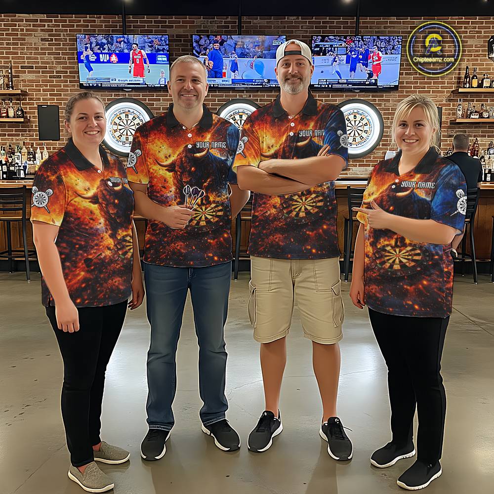 Colorful Splatter Funny Bull Cracked Dartboard Women Dart Polo Shirts Custom Dart Team Jerseys NYN2730