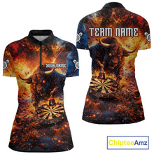 Load image into Gallery viewer, Colorful Splatter Funny Bull Cracked Dartboard Women Dart Quarter-Zip Shirts Custom Dart Team Jerseys NYN2730
